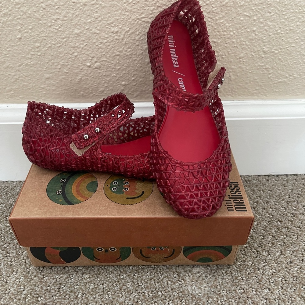 Mini Melissa Campana Papel Flat- Red Glitter